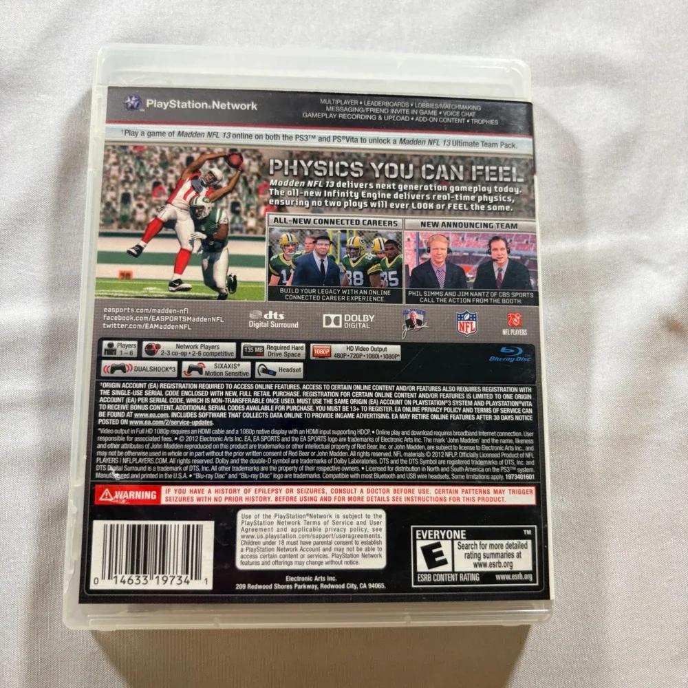 EA Sports Madden NFL 13 Sony PlayStation 3 PS3 Football Game Calvin Johnson Jr